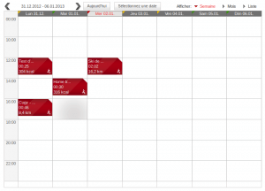 Polar Personal Trainer, vue calendrier