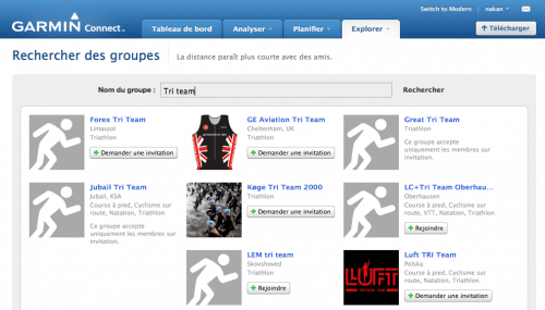 Garmin Connect Groupes